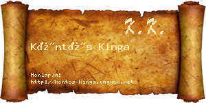 Köntös Kinga névjegykártya