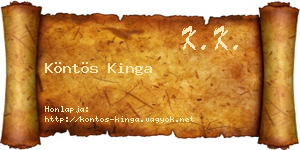 Köntös Kinga névjegykártya